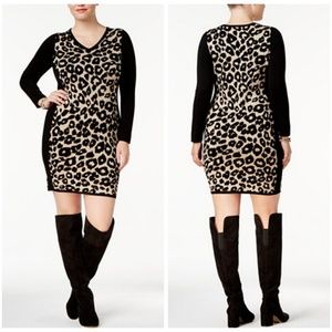 Leopard print sweater dress